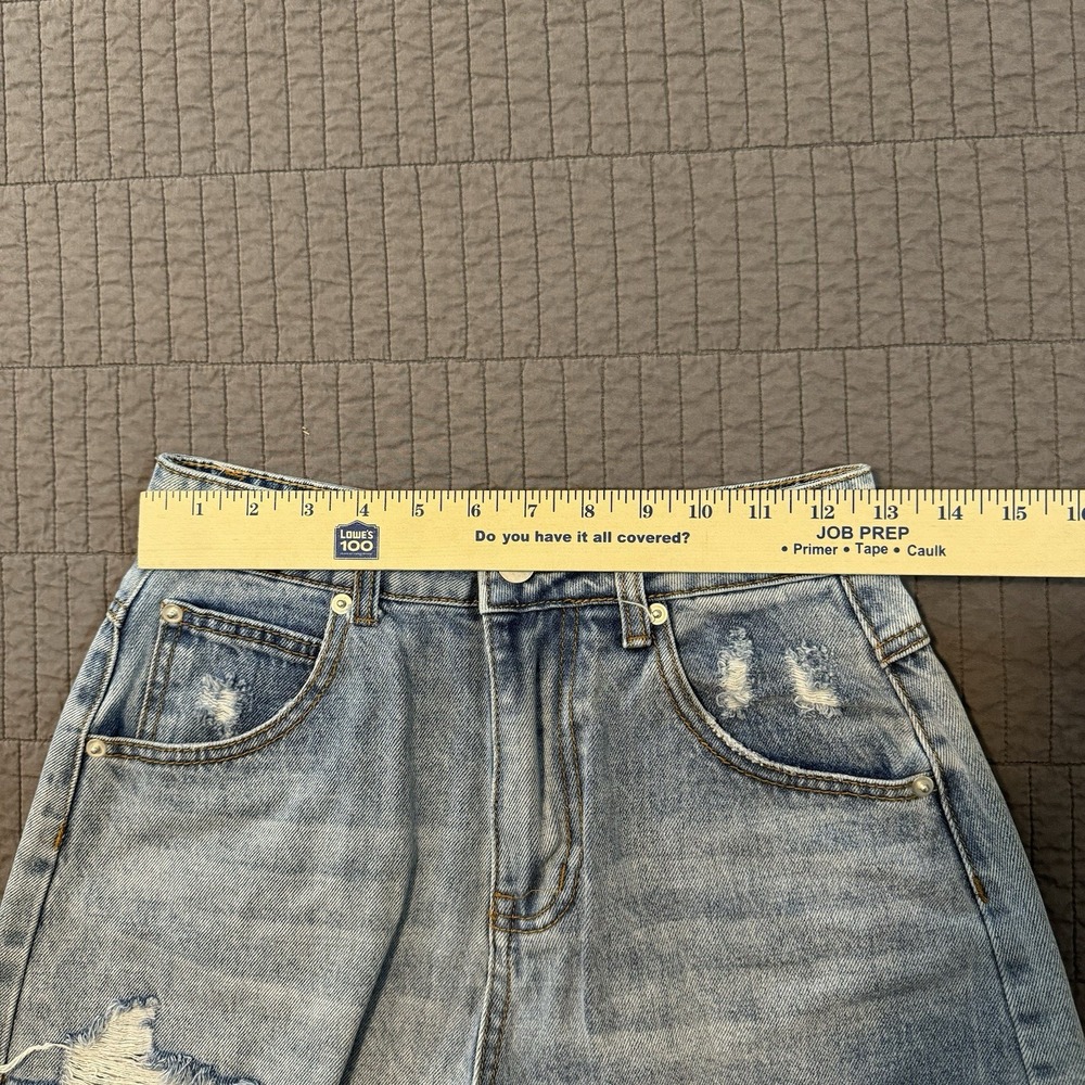 Princess Polly Denim Shorts Women 4 Blue Distressed Raw Hem Casual Summer Jorts - Picture 9 of 12